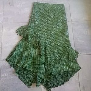 D.EXTERIOR ASYMMETRICAL TECTETURED GREN SKIRT, SML